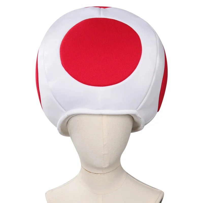 ZA01 Bambini Ragazzi Toad Kinopio Cappello Cosplay Anime Gioco Bros 2 Gioco di ruolo Punto rosso Testa di fungo Accessori per costumi Fancy DressZa0@