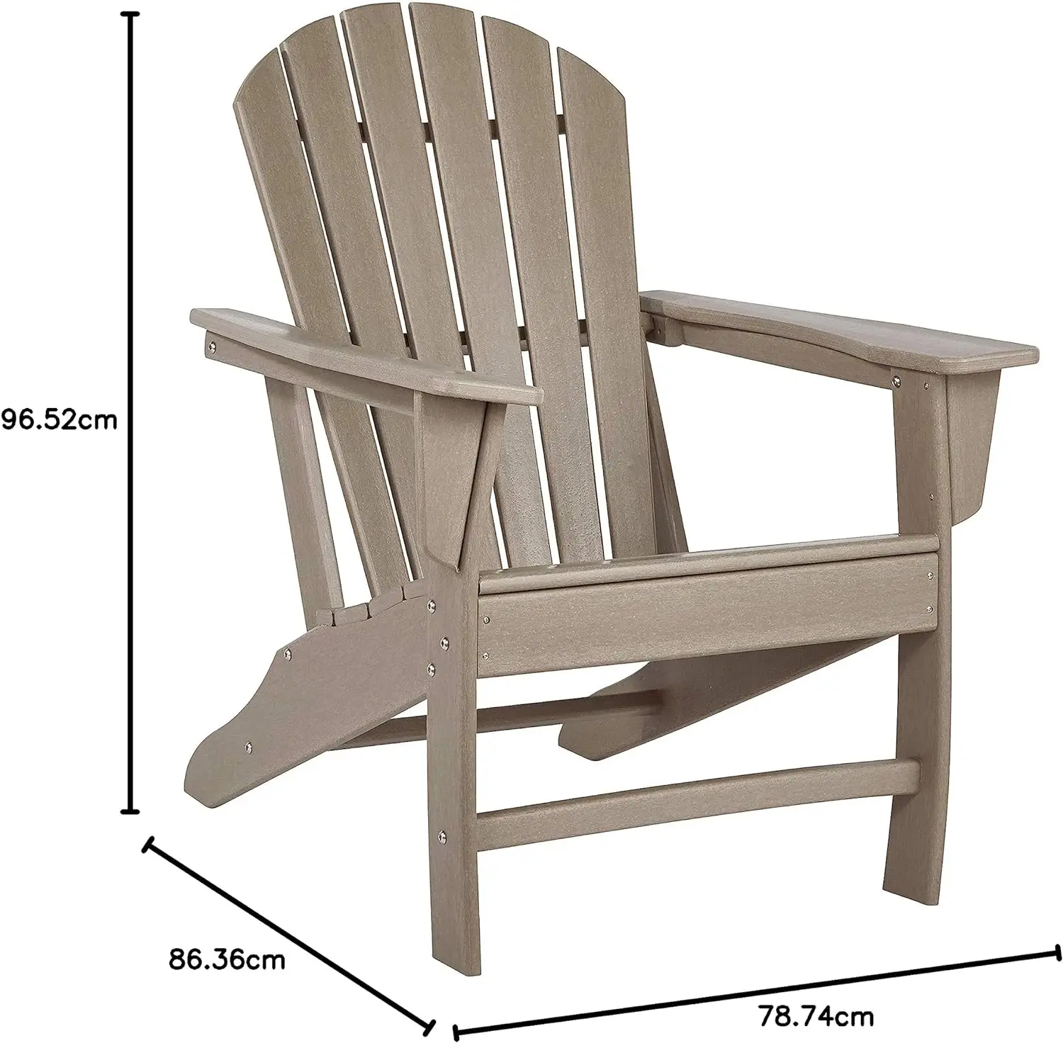 Ashley Sundown Outdoor Pátio Adirondack Cadeira, HDPE, castanho claro, Assinatura Design, Tesouro