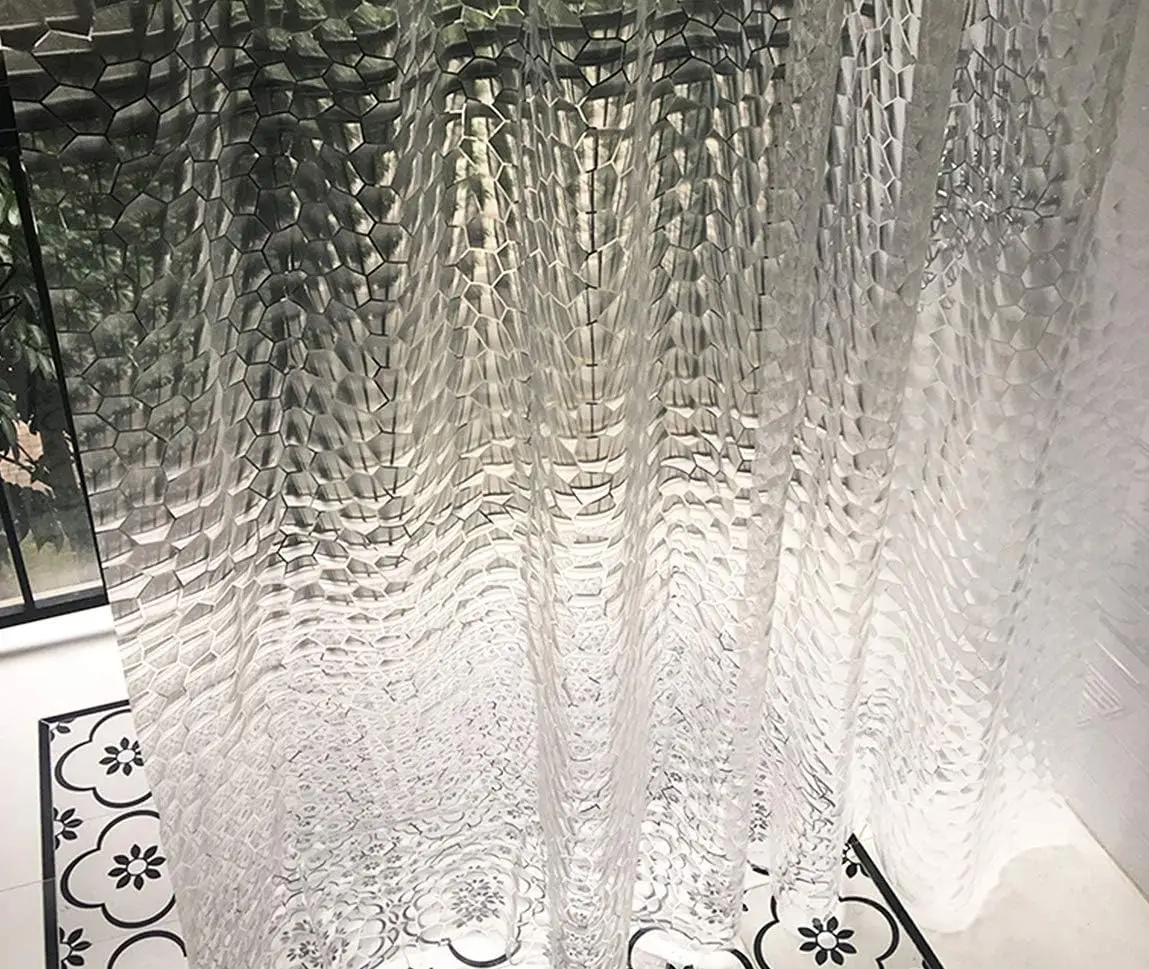 

Clear Shower Curtain Liner 72x72 with Hooks - Waterproof EVA, Magnetic Bottom