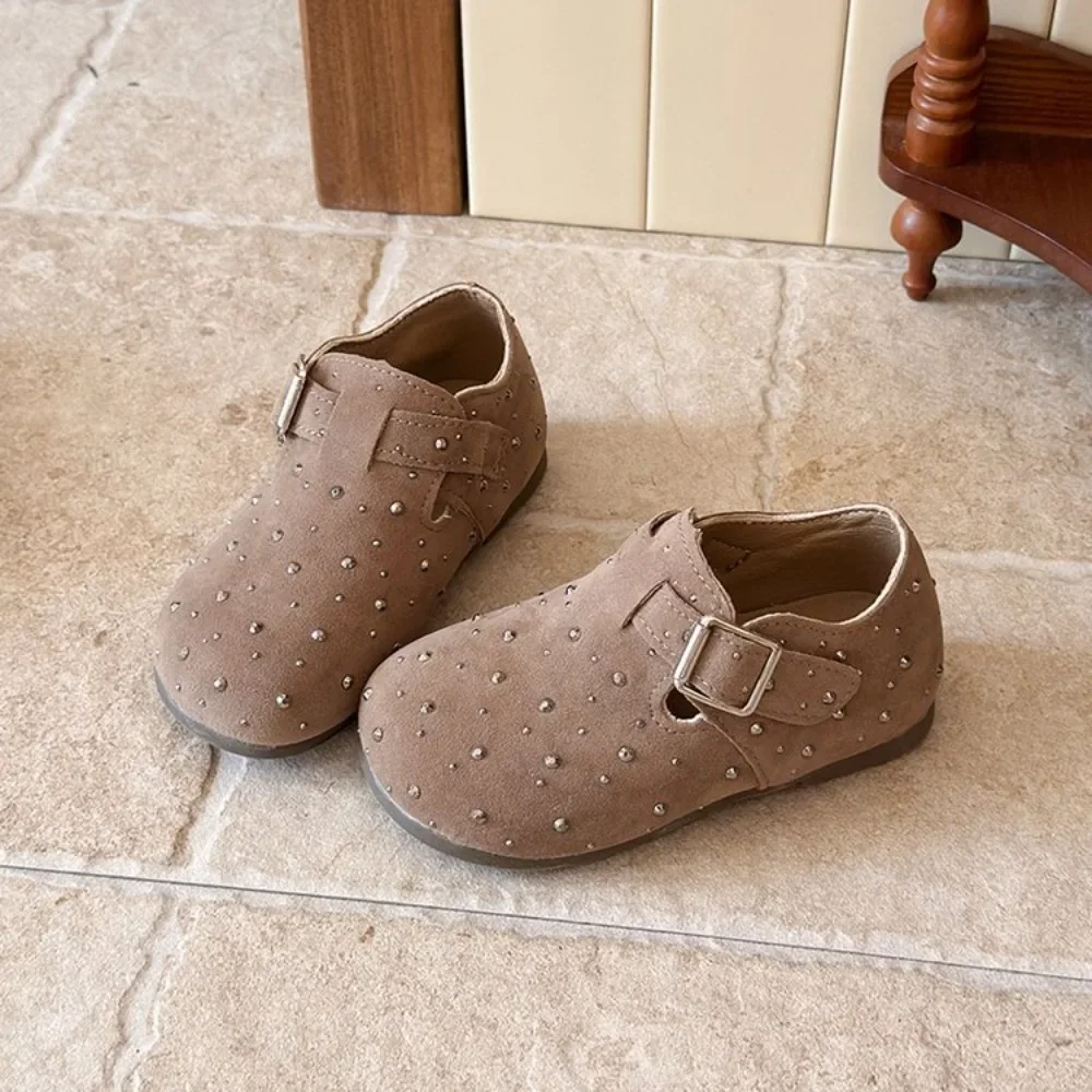 Toddler Style Flat Shoes, Kids Sparkly Suede Mary Jane Shoes, Adjustable Buckle Strap Non-Slip Soft Sole Casual Dress Girls