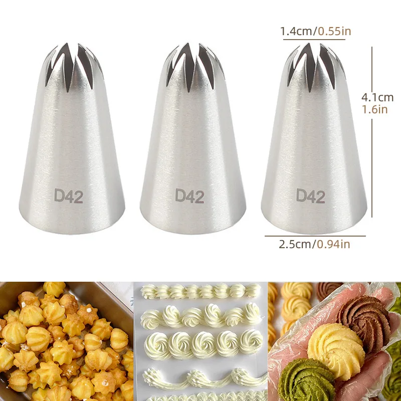 3pcs same medium Icing Piping Nozzles For Decorating Cake Baking Cookie Cupcake Stainless Steel Pastry Tips Rose Puff