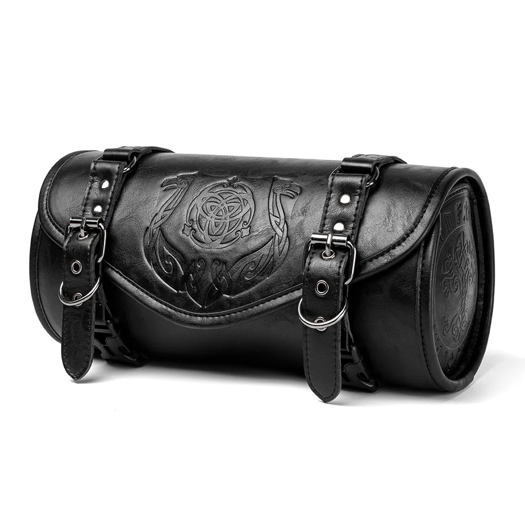 Vintage Motorrad-Werkzeugtasche Aufrollbare Aufbewahrungstasche Universal für Harley Chopper Bobber Cruiser Retro Vordergabel Lenker Satteltasche – Detail 7
