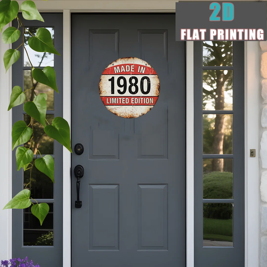 2D Flat Round Metal Tin Sign Made In 1980 Limited Edition Retro Iron Painting Wall Plaque For Garage Farmhouse Birthday Decor