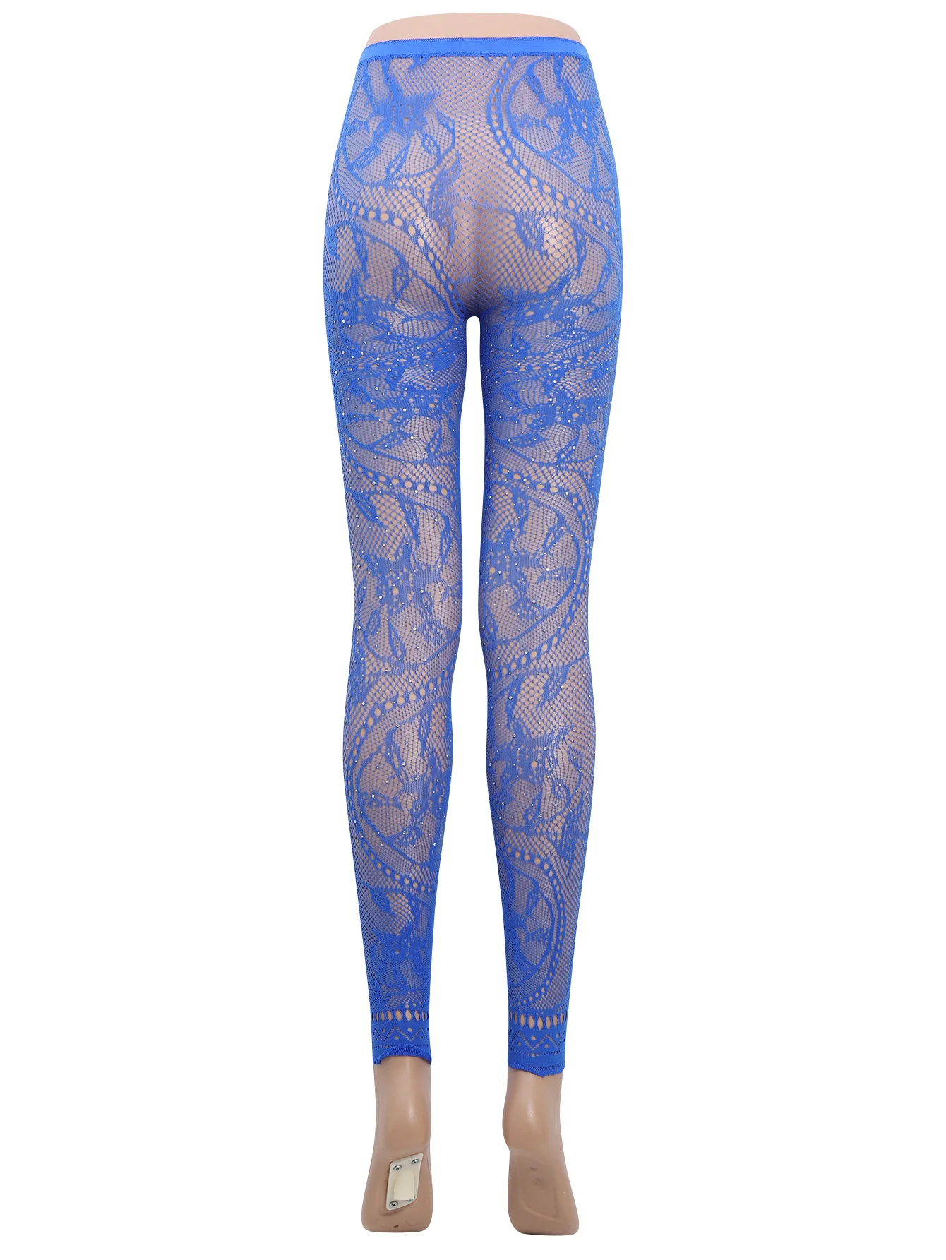 Damen-Strumpfhose mit hoher Taille, glitzerndem Strass-Fischnetz, fußlose Strumpfhose, Leggings, farbiges Retro-Stil-Muster für 45–85 kg Gewicht – Detail 21