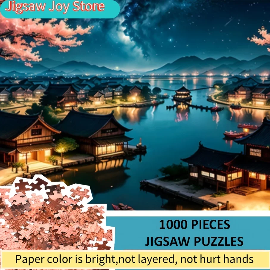 

Jigsaw Puzzle of Sakura Town Artwork, Ideal for Valentine'S Day, Father'S Day, Halloween, Thanksgiving, Christmas, Birthdays,
