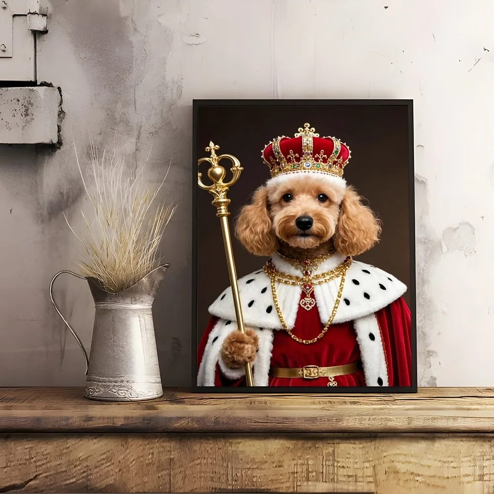 Poodle Dog Pet Portrait Retro Poster Sticky Wall Art Printing Waterproof Home Living Bed Room Bar Hallway Aesthetic Decor