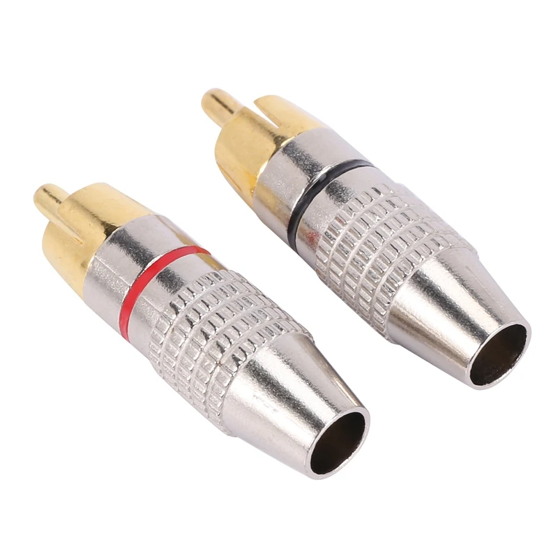 Imagem -03 - Banhado a Ouro Plug Rca para Áudio e Vídeo Bloqueio Conector do Cabo 100 Pcs