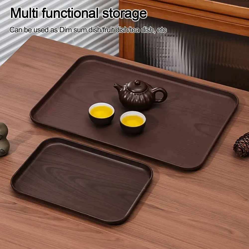 Nuevo Bandeja Rectangular de plástico de imitación de grano de madera, bandeja de almacenamiento de estilo nórdico,