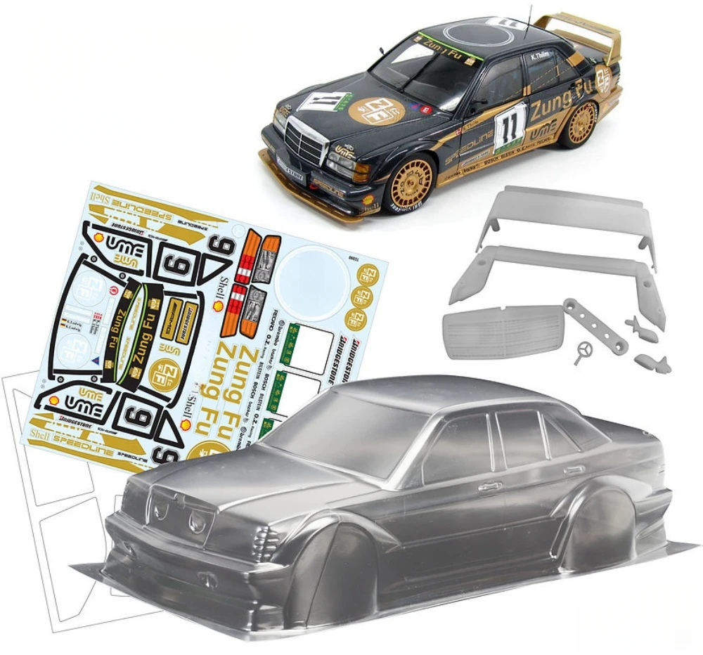 Scale 1/10 Benz 190E Clear body sets for RC Drift Chassis 255mm-260mm Wheelbase Tamiya TT01 TT02 Kyosho fazer mk2 Yokomo mst