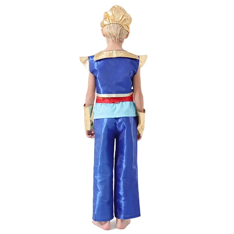 Aladdin Cosplay conjunto completo de roupas infantis e adultas, uniforme árabe para meninos, traje de carnaval de Halloween, traje anime masculino, dramatização