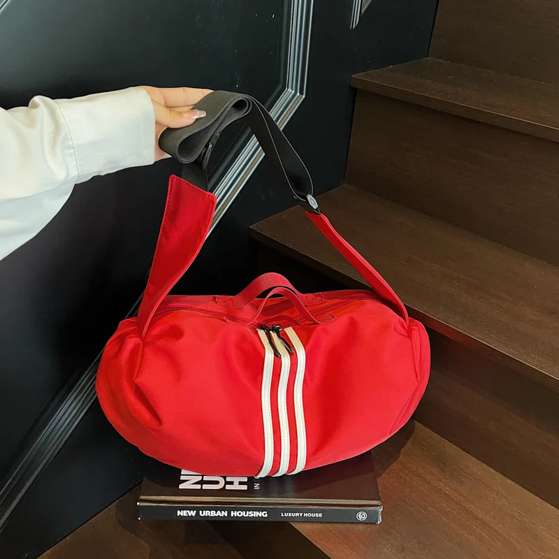 

Fashion contrasting stripes Oxford cloth dumpling bag 2025 new versatile large capacity casual shoulder messenger bag women
