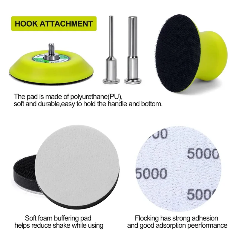 CMHI-131 Pcs 3 Inch Sanding Discs With 60-10000 Grit Sandpaper, Car Headlight Restoration Kit For Wet Dry Sanding Easy To Use