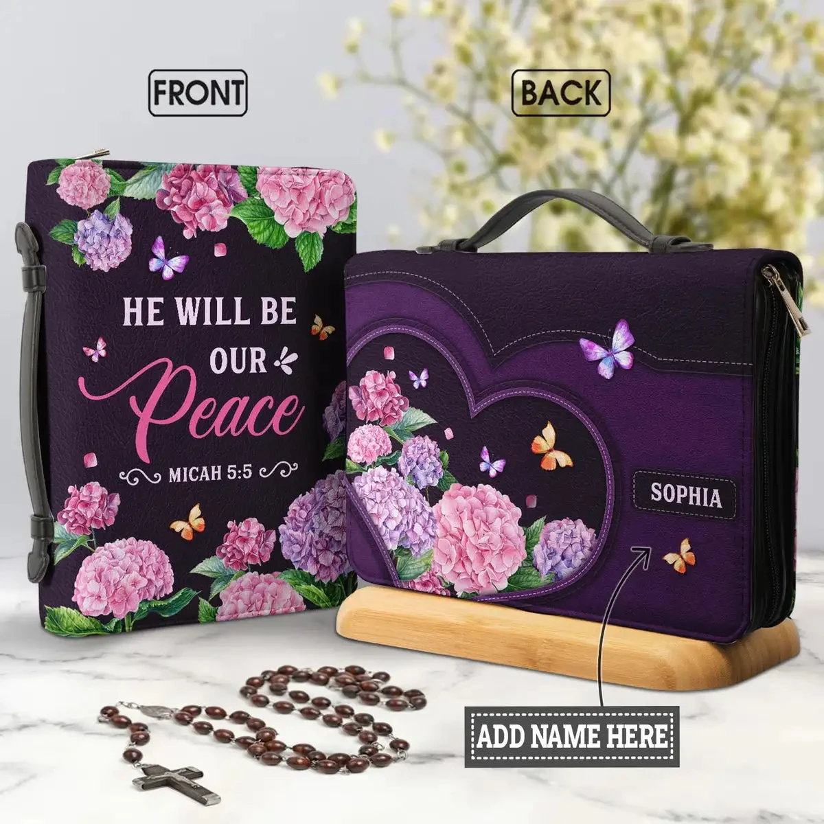 

2023 Fashion News Bible Cover Women Christianity Church Bible Bag He Will Be Our Peace Bible Verse Print Bible Protector Holder