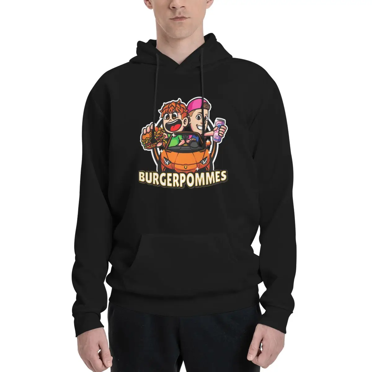 

Burgerpommes ICrimax Cartoon Hoodie 2024 New Songs Pullover Long Sleeve Sweatshirts Drawstring Hooded Shirt with Kanga Pocket