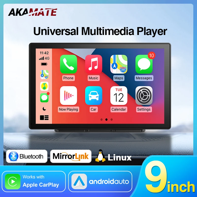 

Multimedia Player 9 inch Universal Monitor CarPlay Android Auto IPS Touch Screen AUX Bluetooth Support SD Card Video Playback