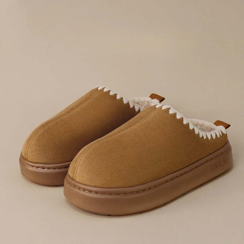 

New Fashion Platform Fluffy Slippers Women Winter Warm Plush Indoor Cotton Shoes Woman Thick Sole Non Slip Unisex House Slippers
