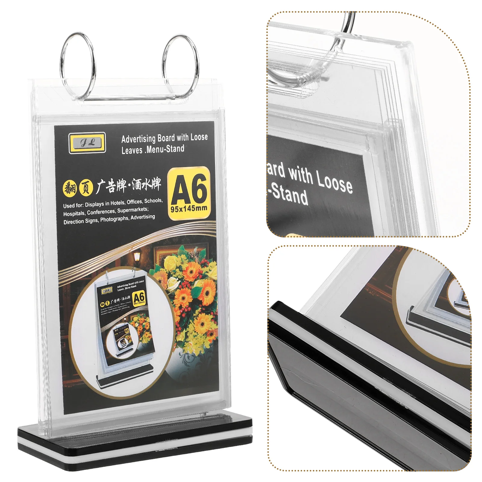 

Tabletop Menu Card Holder Display Clear Monitor Stand Poster Rack Stands for Sign with Base Label