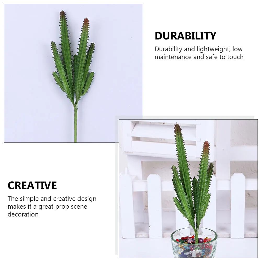 

2Pcs Artificial Cactus Decors Lifelike Fake Plant Ornament Lightweight Indoor Outdoor Decoration Faux Cactus