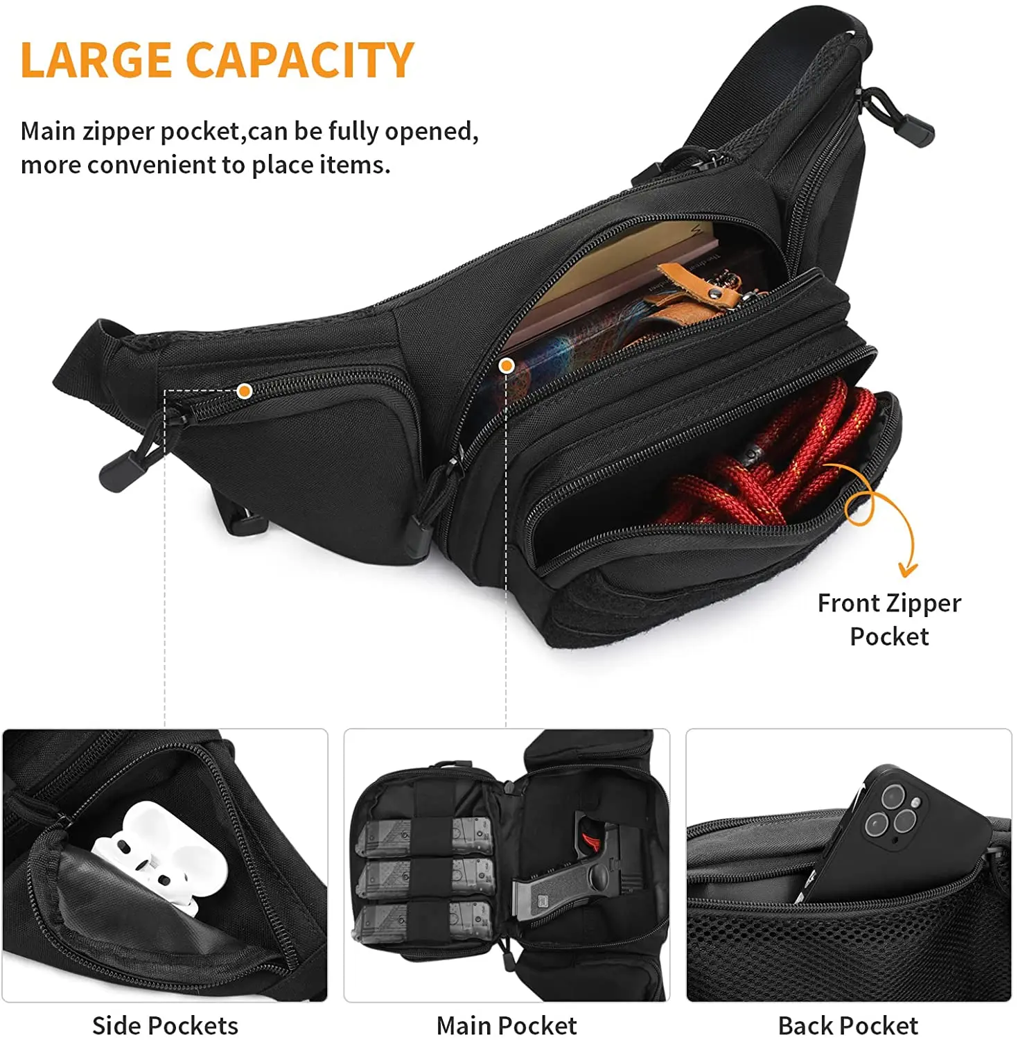 Hunting Gun Waist Bag Holster Chest Training Hiking Shooting Hunting Pistol Pouch Bag Airsoft Paintball Combat Bags