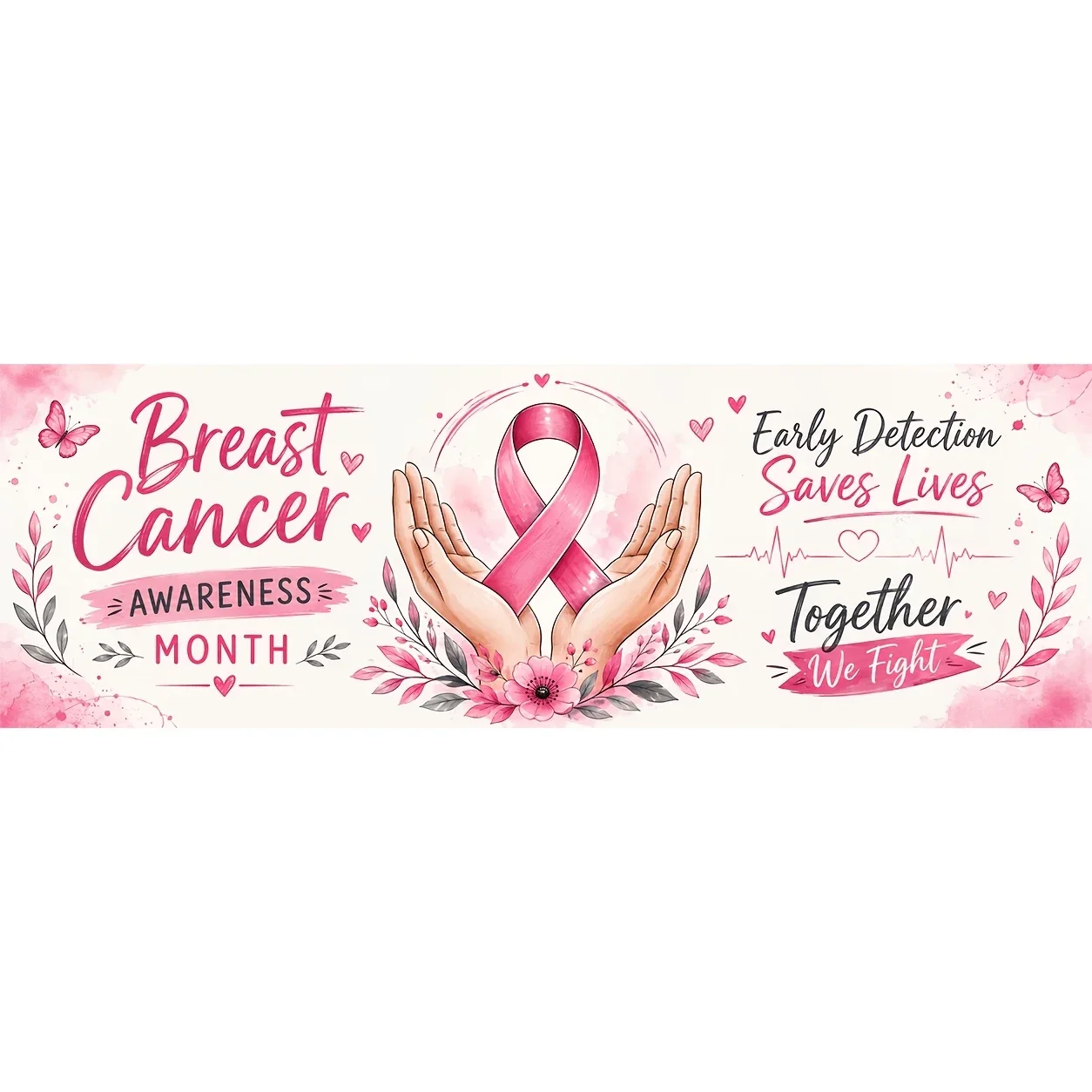 Send a tablecloth 1 piece Breast Cancer Awareness Month Tablecloth Tablecloth Pink Ribbon Flower Butterfly ECG Printxzj