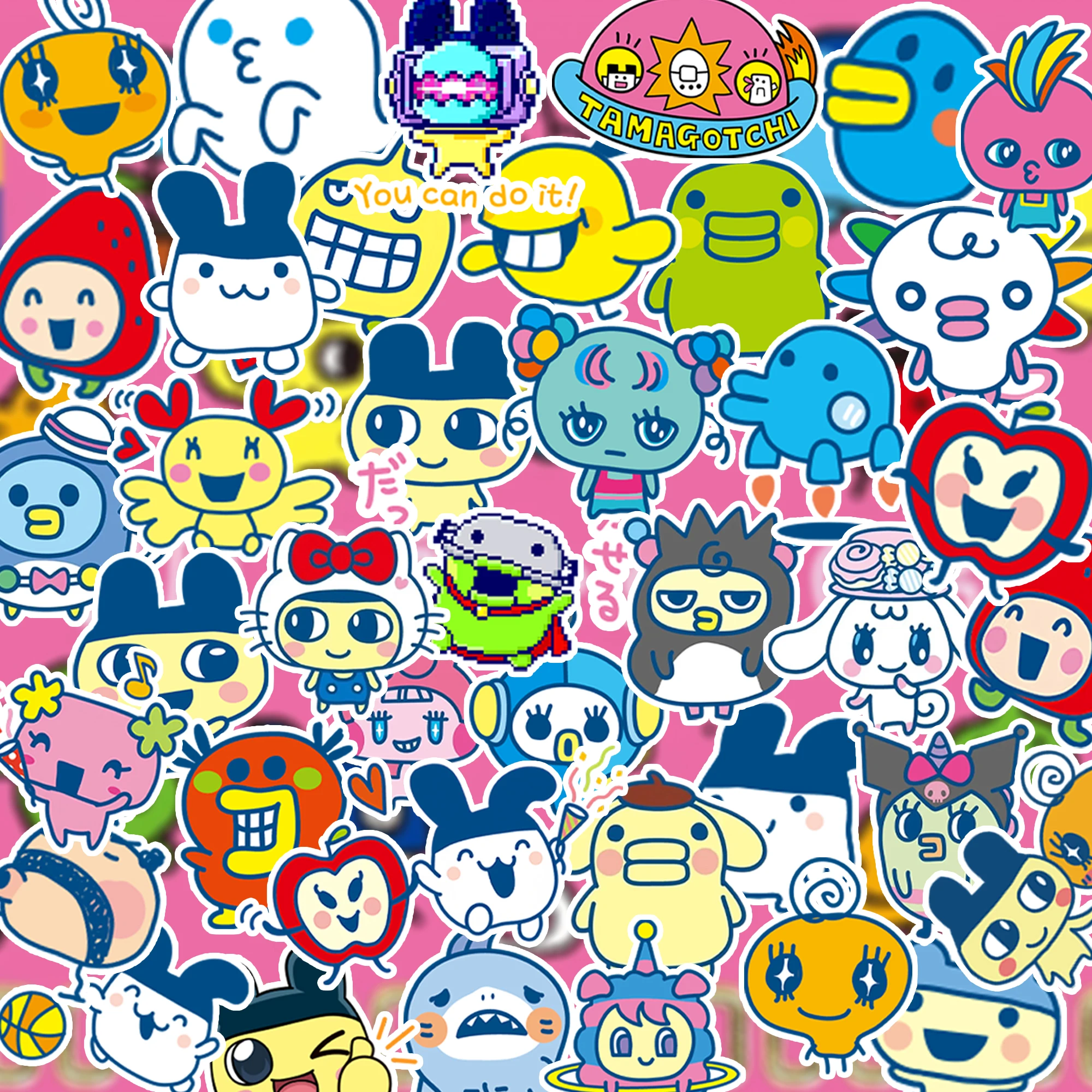 40 Tamagotchi cute cartoon waterproof stickers for DIY computer cup decoration