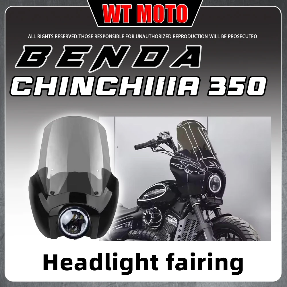 Motorcycle LED Round Headlamp Front Wind Deflector Fairing Parts For Benda Chinchilla 350