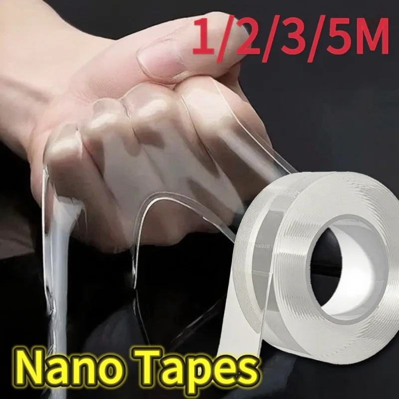 1/2/3/5M Ultra-Strong Nano Double-Sided Tape Thick Transparent Waterproof High Viscosity Multipurpose Reusable Gel Grip Tape