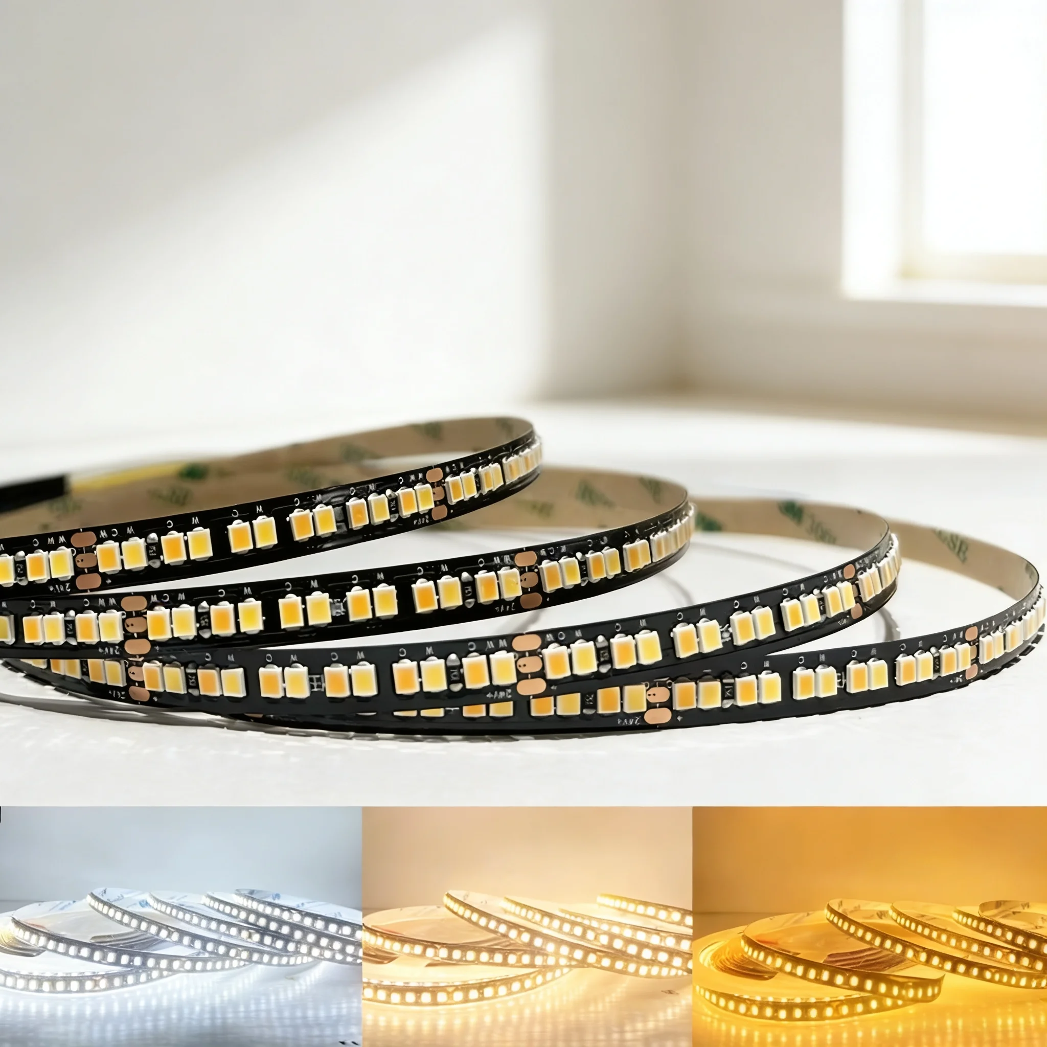 

High CRI RA 95+ Dual Colors 3000K-6000K Warm White+Cold White(2 in 1) DC24 10M 240led/M Dimmable RF Controller SMD2835 LED Light