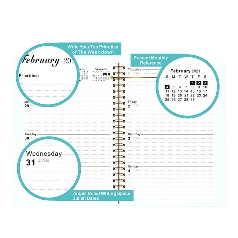 2024 Appointment Book & Planner 2024 - Dec. 2024, Daily Hourly Planner 2024,Premium Paper,Flower Pattern