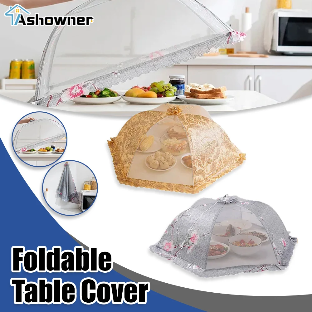 

New Easy To Fold Dining Table Cover Household Leftovers Protection Cover Encrypted Mesh Dust and Fly Prevention Table Cover