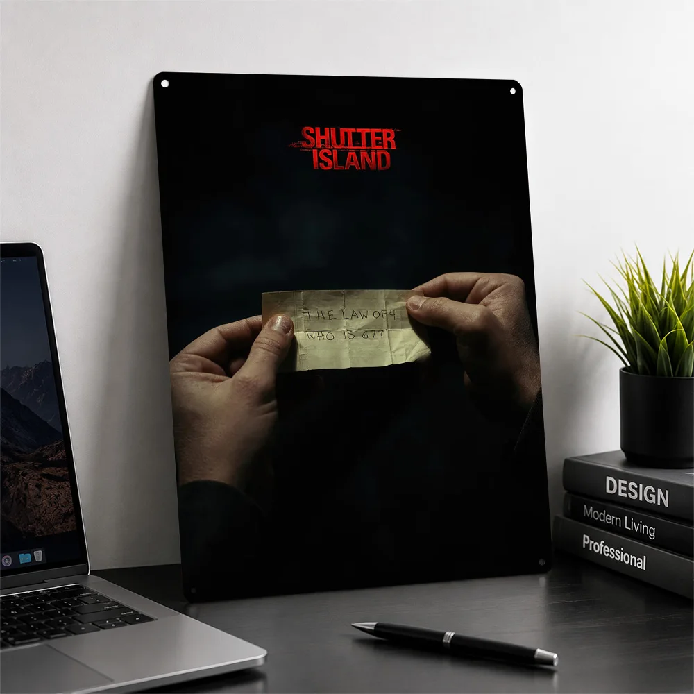 Shutter Island Movie Poster Retro 3D Printed Metal Signs Customized Wall Hanging Gift for Bedroom Decorations Room Ornaments