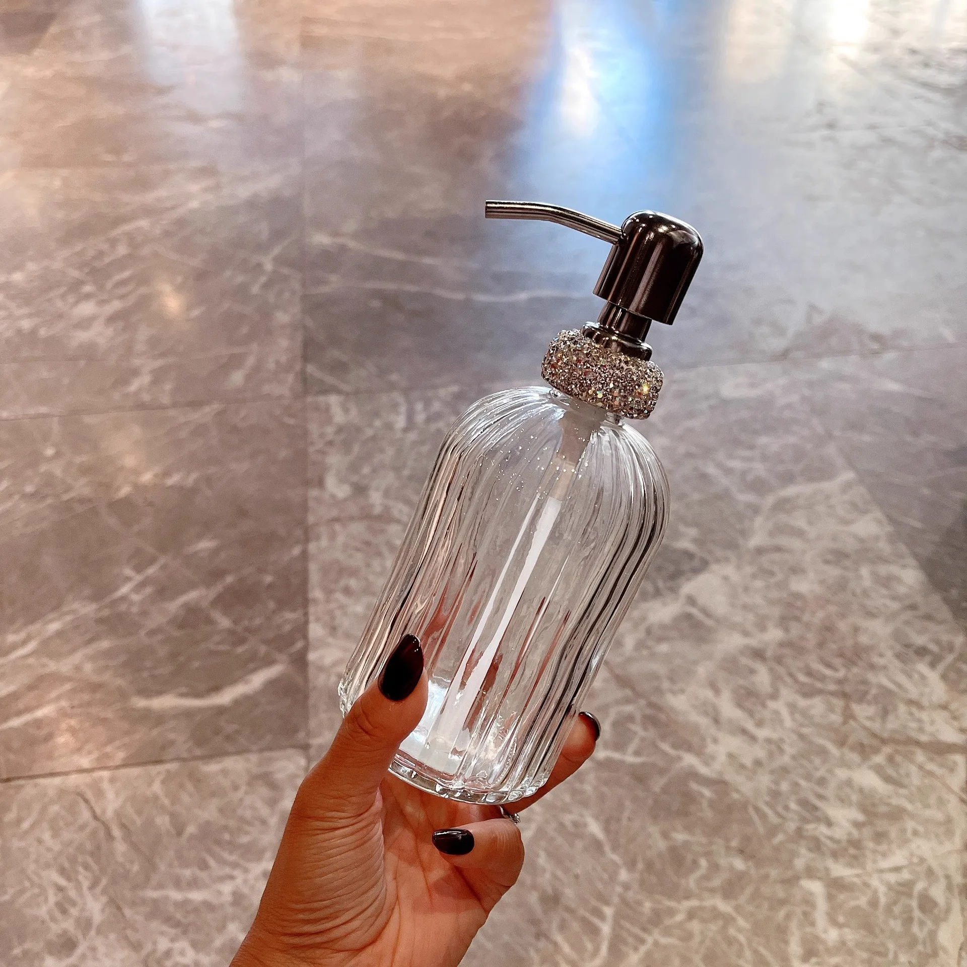 

400 мл дезинфицирующее средство для рук из прессованного стекла, отдельно в бутылках, гель для ванны, лосьон, легкая, роскошная, инкрустированная бриллиантами, большая емкость для ванной комнаты