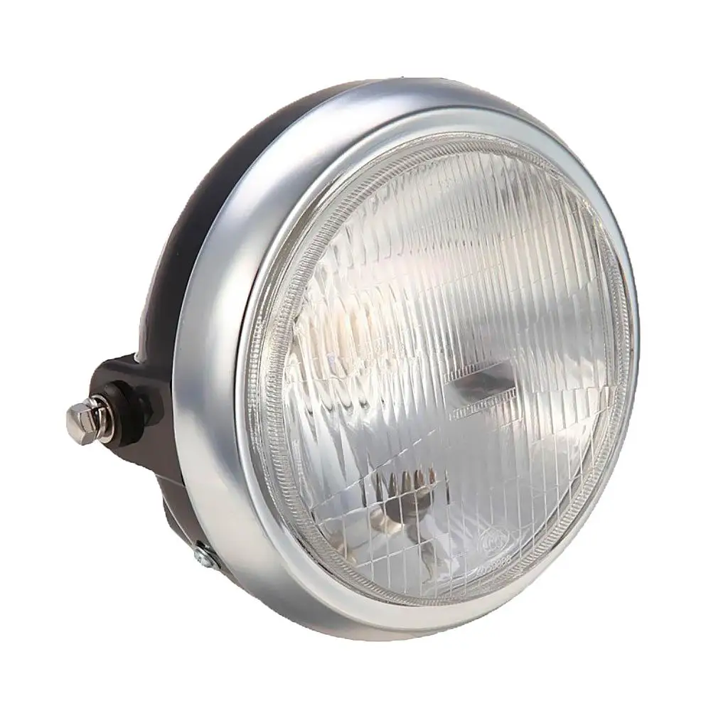 Classic Motorcycle Retro Headlight Metal Assembly 7 Inch Lamp Housing Bulbs for Cafe Racer and Custom Bikes