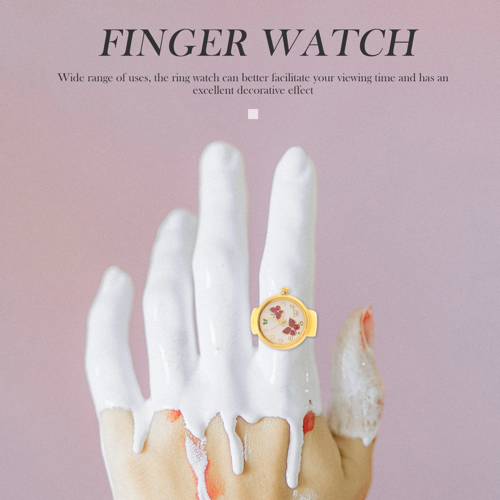 Orologio da polso squisito con farfalla rossa, orologio da dito, orologi decorativi per le donne, gioielli con orologio squisito retrò