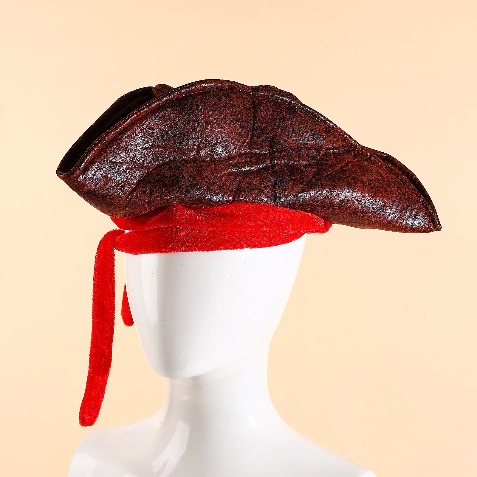 หมวกโจรสลัดคาวบอย หมวกกัปตันโจรสลัด อุปกรณ์สวมบทบาท หนังเทียม หมวกทรงสามเหลี่ยมวินเทจ ของตกแต่งศีรษะ สำหรับฮาโลวีน งานรื่นเริง เครื่องประดับศีรษะผู้ชาย