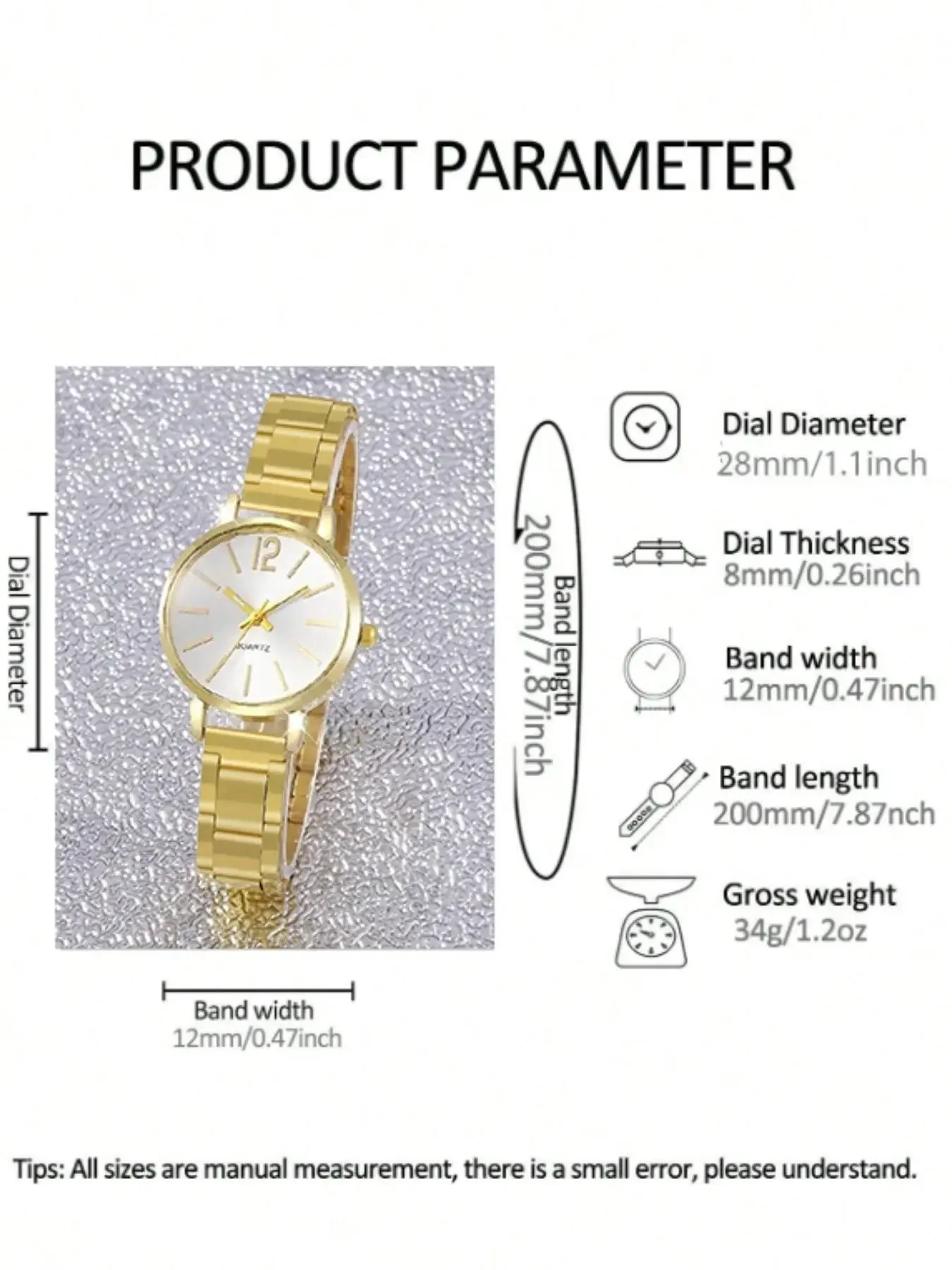 6-piece fashionable watch set with drip earrings, necklace, and bracelet, elegant holiday jewelry gift, and seasonal accessories