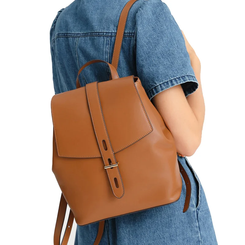 Women Backpack Rucksack Book Laptop Bags Genuine Leather Satchel Real Cowhide Lady Female Computer Student Bag Knapsack