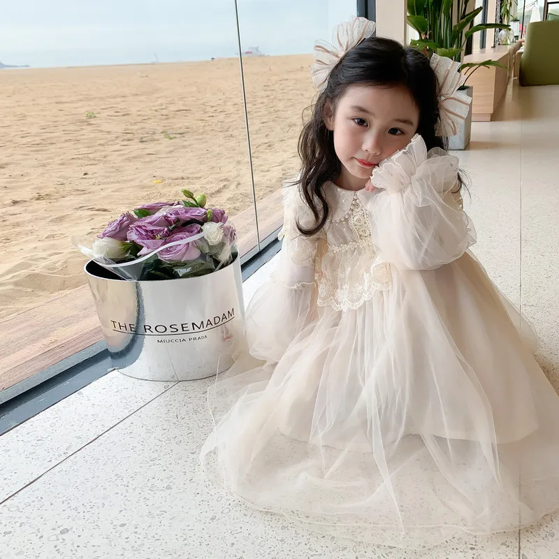 

Female Children's Spring and Autumn Dress2025New Style Children's Birthday Dress Princess Dress Baby Girl Performance Gauze Dres