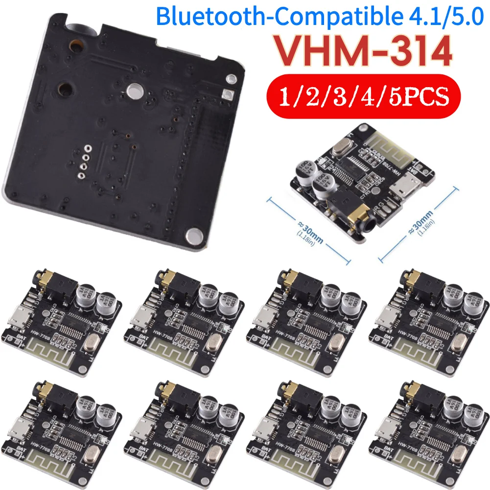 1-5PCS 3.7-5V VHM-314 Bluetooth Audio Receiver Board Bluetooth-Compatible 4.1/5.0 MP3 Lossless Decoder Board Music Module