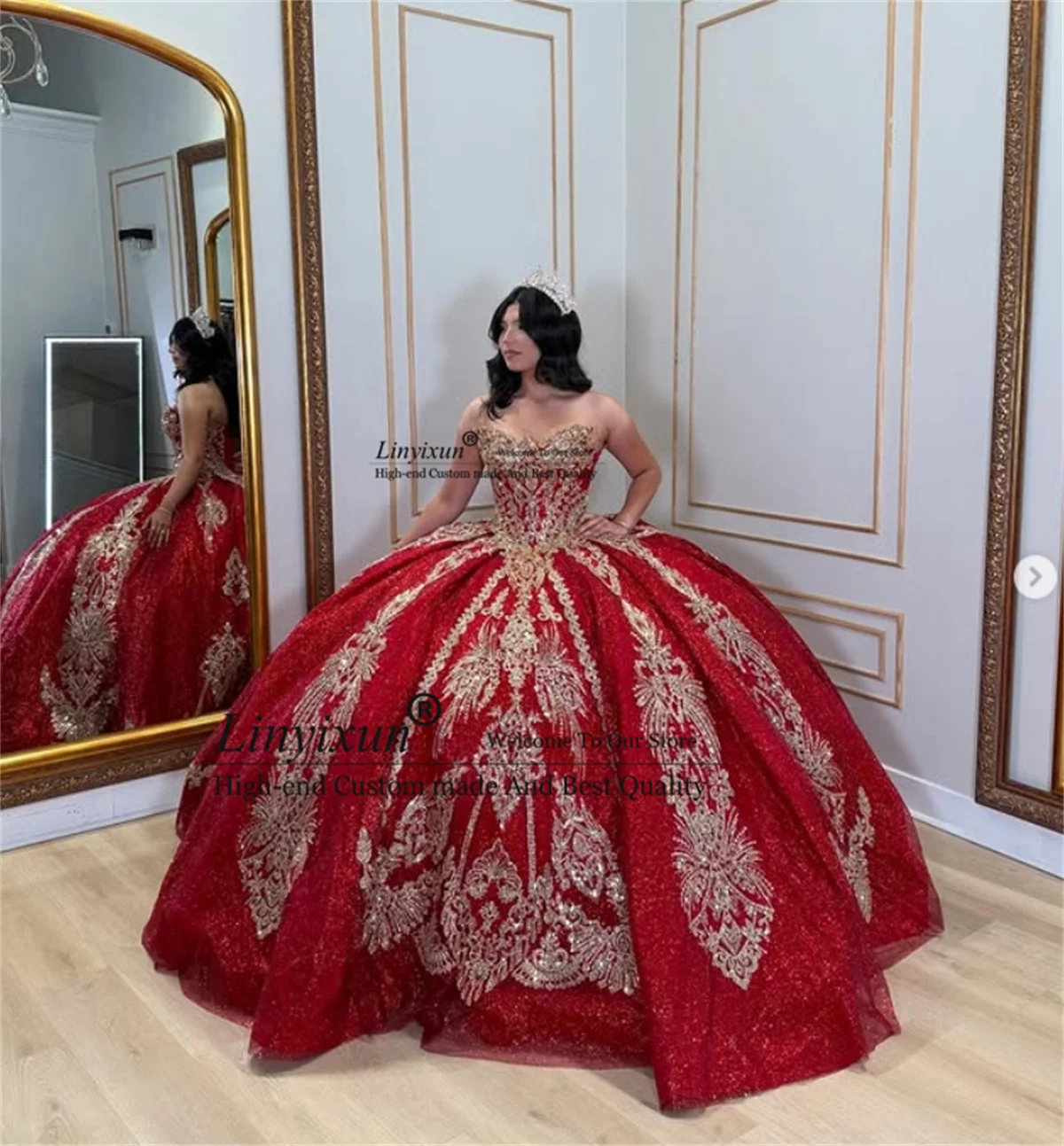 Abito stile Quinceanera in pizzo con paillettes scintillanti messicani con balli 3D Abito da ballo personalizzato Sweet 16 Off spalla Vestido De 15 Anos