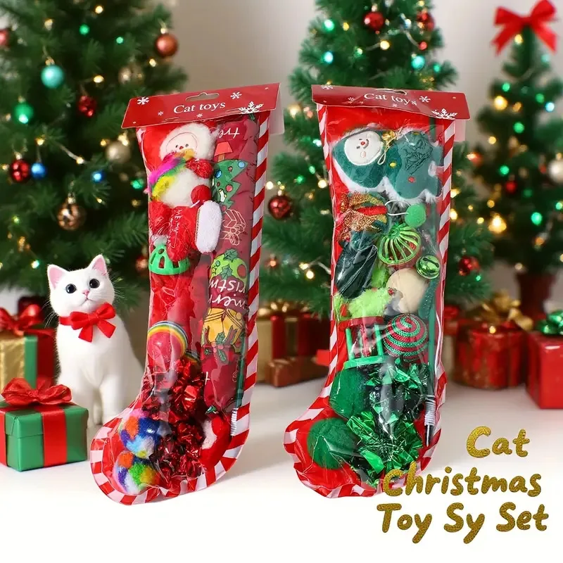 

New Christmas Themed Cat Toy Set with 15 Pieces Featuring Cat Self Fun Interaction Kitten Catnip Pet Supplies Cats Toys