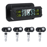 USB Solar Power Tire Pressure Monitoring System Wireless Car TPMS LCD Display Pressure Alarm with Internal