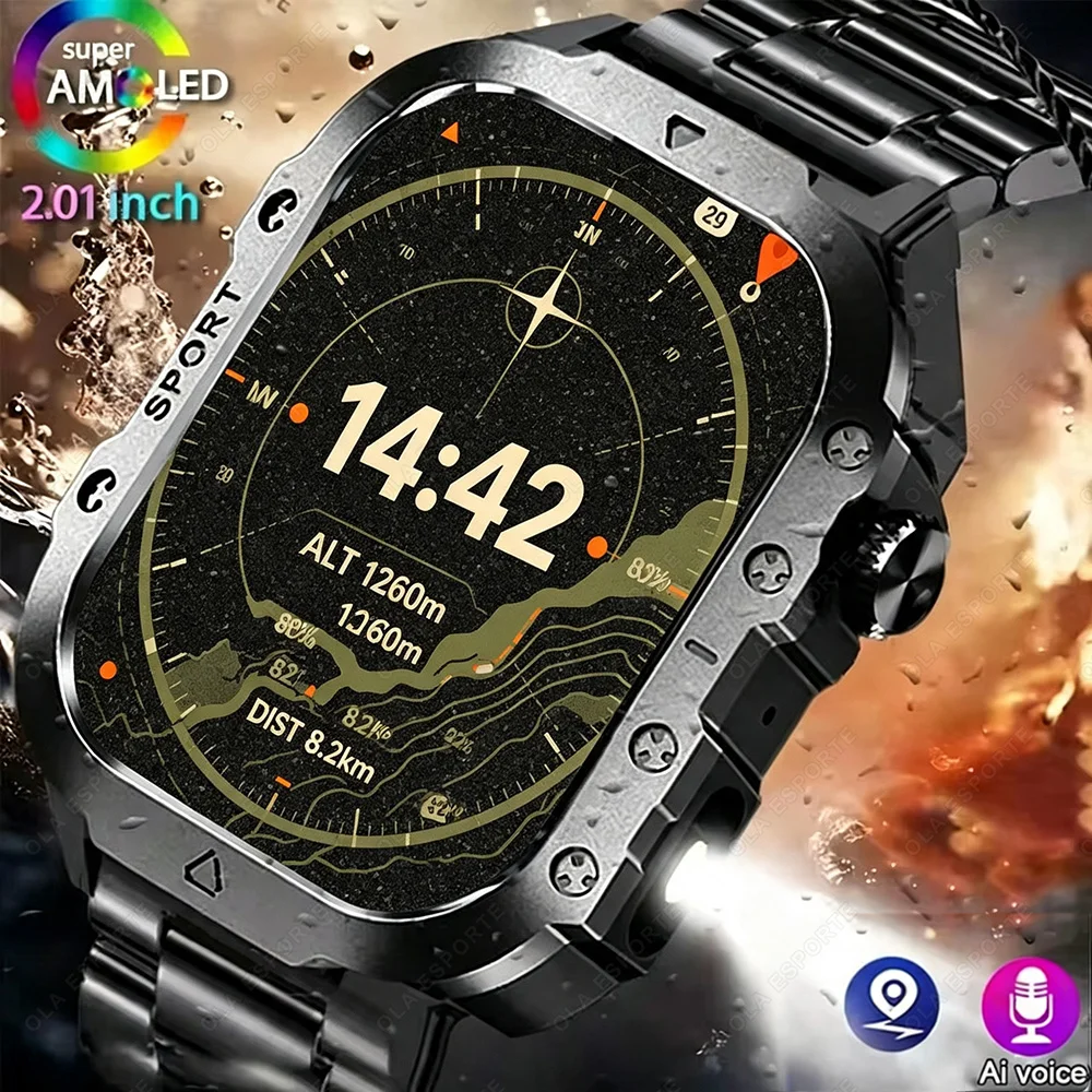2026 New LED Men's Smart Watch Bluetooth Voice Control Multi-Sport Modes Health Monitoring Outdoor Sports Smartwatch Hw12