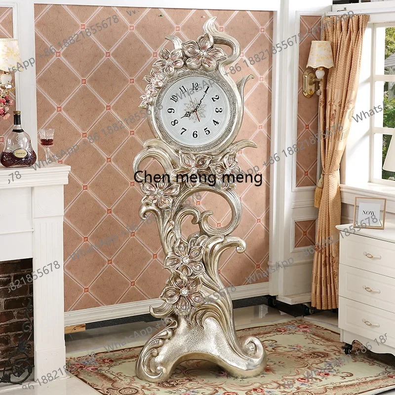 d178 European floor clock American living room silent creative orchid large clock Villa ornament large clock decorative standing