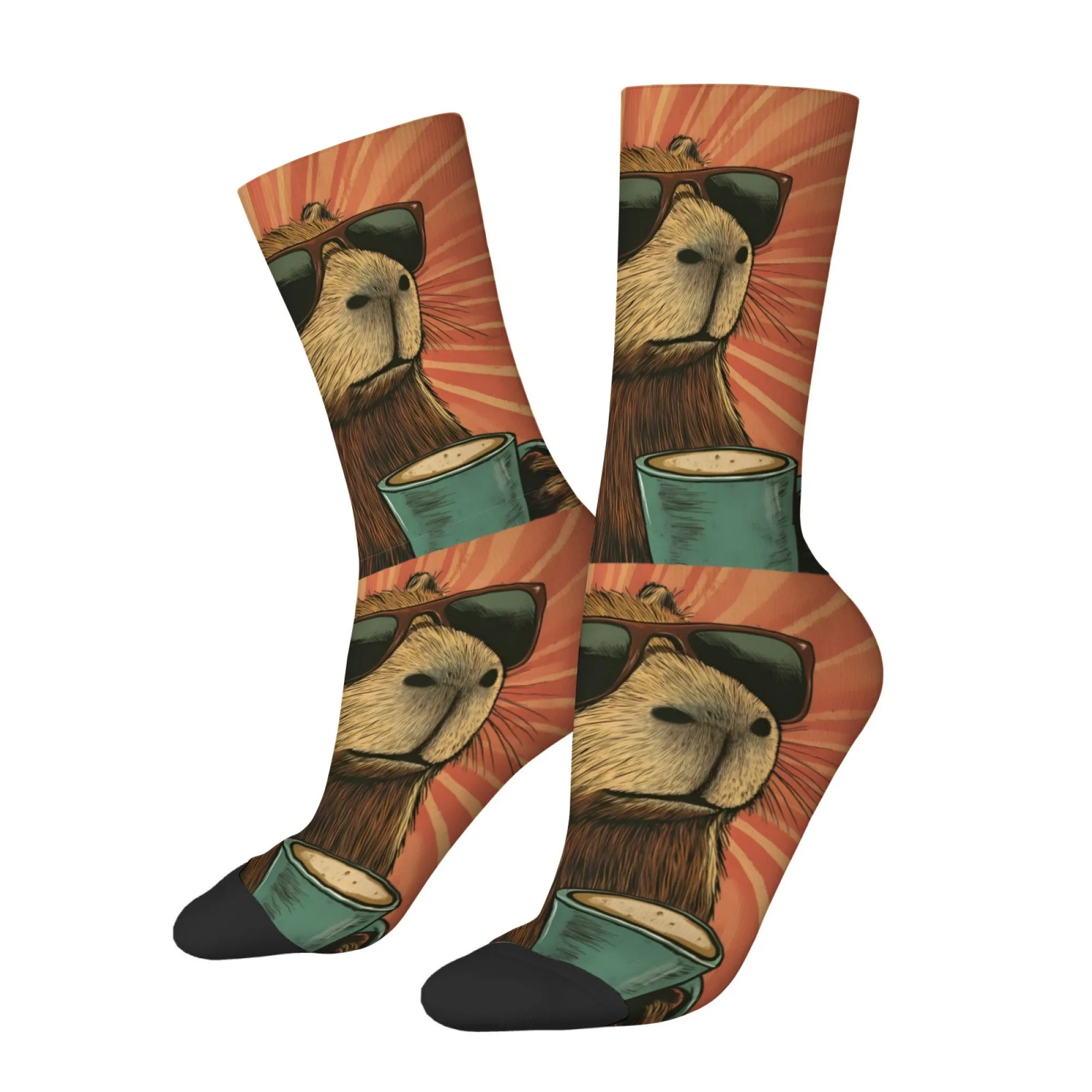 

Capybara Retro Socks Men's Hiking Casual Socks Skin Friendly Stretchy Fit Streetwear Novelty Harajuku Style Compression Socks