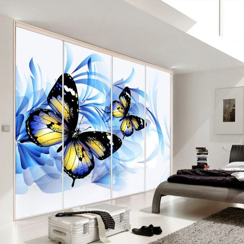 Customized Photo Wallpaper Modern Abstract Art Beautiful Romantic Blue Butterfly 3D Mural Living Room Bedroom TV Backdrop Wall