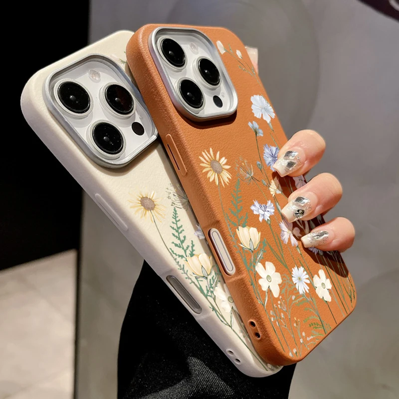Магнитный чехол для телефона с маленькими цветами для iPhone 16 15 Pro Max 16 Plus 14 13 12 Pro 11 для Magsafe Wireless Charge Мягкий чехол из ТПУ