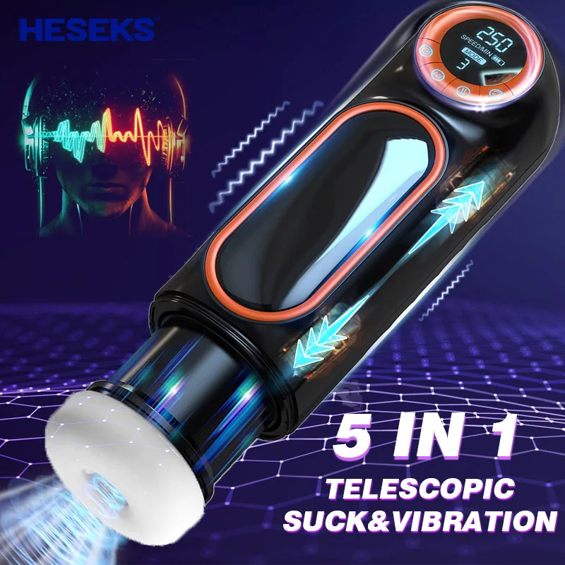 

HESEKS Auto Male Masturbator With LED Display 10 Thrusting 4 Sucking 10 Vibration Pussy Vaginas Real Blowjob Toys For Men