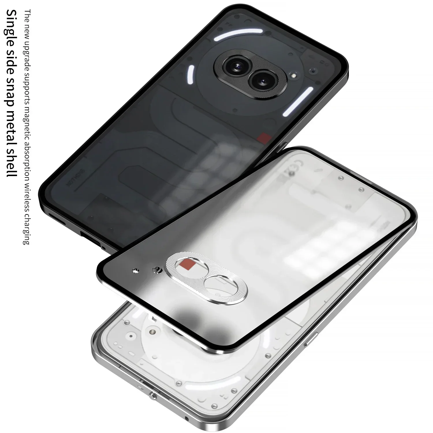 Magnetic Metal Bumper Phone Case for Nothing Phone 2 Matte Clear Back Cover Aluminum Alloy Frame for Nothing Phone 2A Plus Case