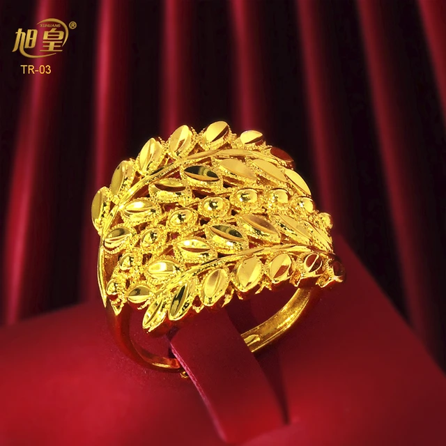 Indian 24k Gold Plated Copper Rings Finger For Women Bridal Wedding Party Gifts African Dubai Jewelry Leaf Shape Design Rings Rings AliExpress